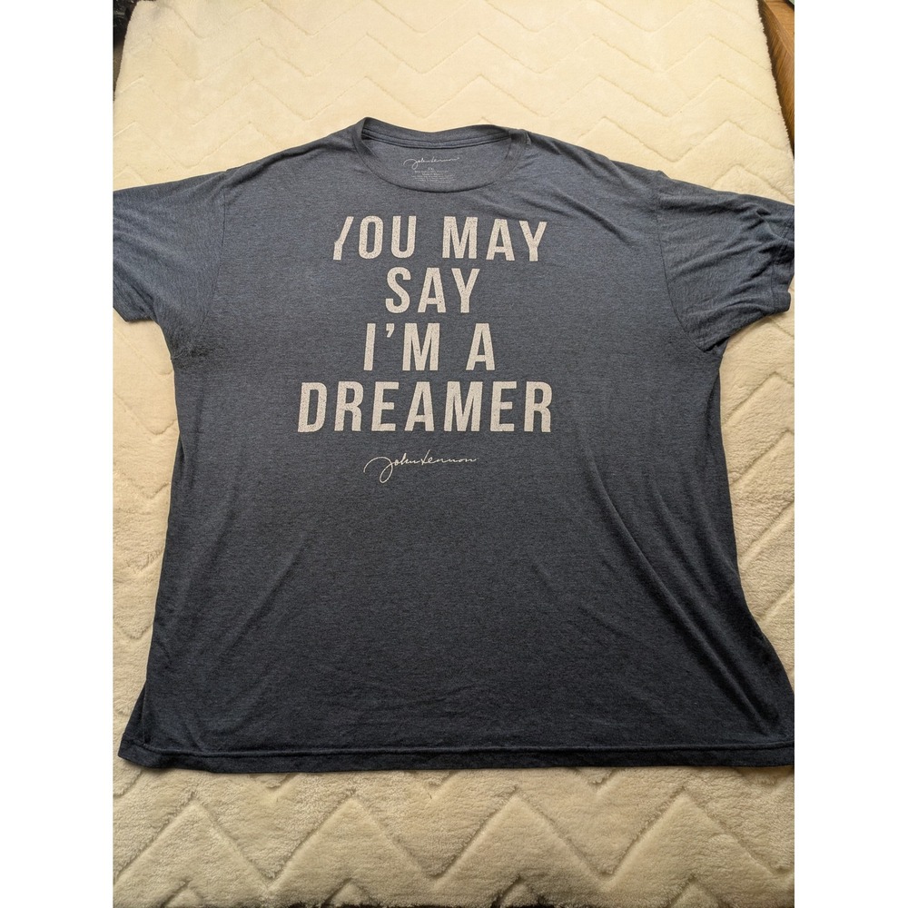 John Lennon You May Say I'm A Dreamer Graphic T-Shirt Gray 2XL Imagine Quote